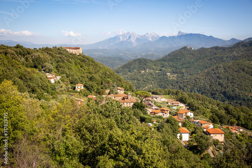 a view over Montale village (podenzana), Province of Massa-Carrara, Tuscany, Italy