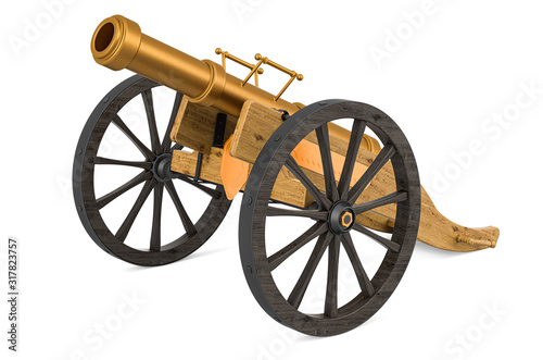 Fényképezés Old cannon for fireworks. 3D rendering