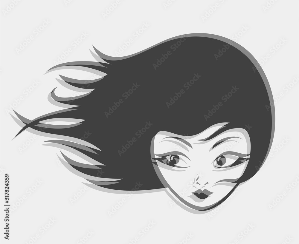 Design of pretty girl face draw Design of pretty girl face draw