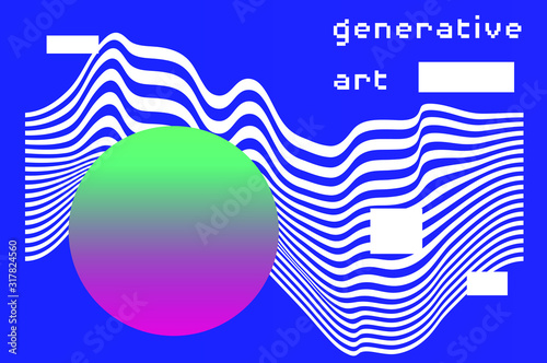 Abstract background with generative art elements. Futuristic and glitched shapes in cyberpunk style.
