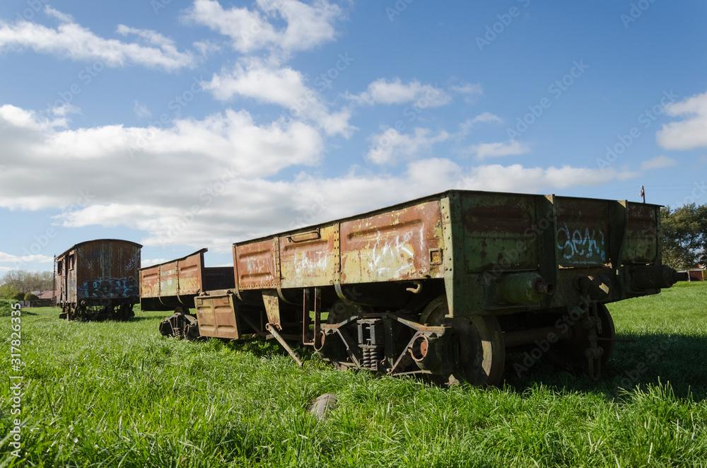 Abandoned train wagons at Rauch station, Buenos Aires, Argentina
