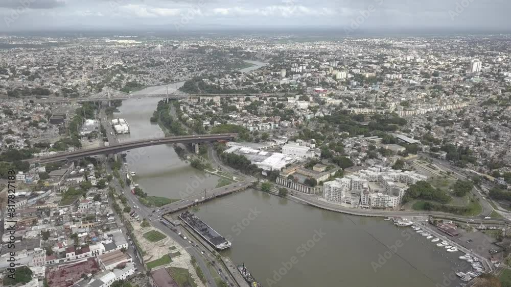 Aerial view of Santo Domingo. View of the Capital city of Dominican Republic from the sky. Megapolis from above Aerial view of Santo Domingo. View of the Capital city of Dominican Republic from the sky. Megapolis from above