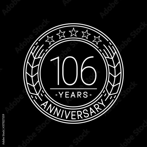 106 years anniversary logo template. 106th line art vector and illustration. photo