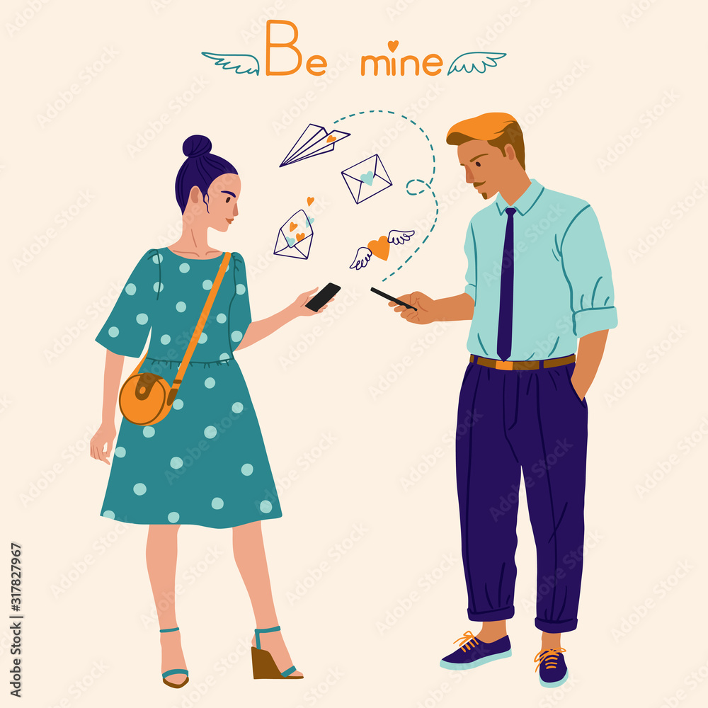 Couple man and woman, cartoon characters. Isolated flat vector illustration Couple man and woman, cartoon characters. Isolated flat vector illustration
