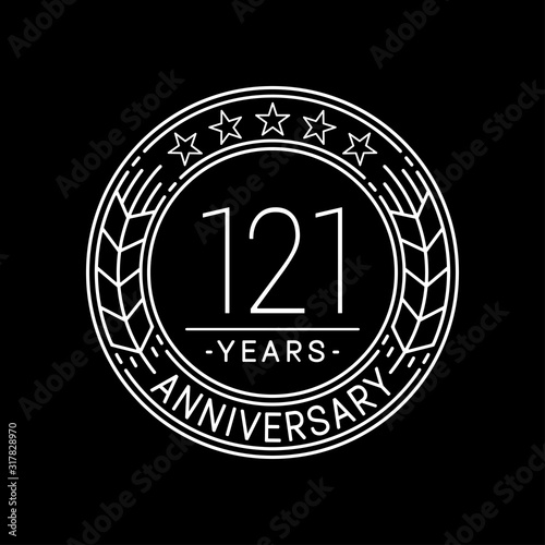 121 years anniversary logo template. 121st line art vector and illustration.