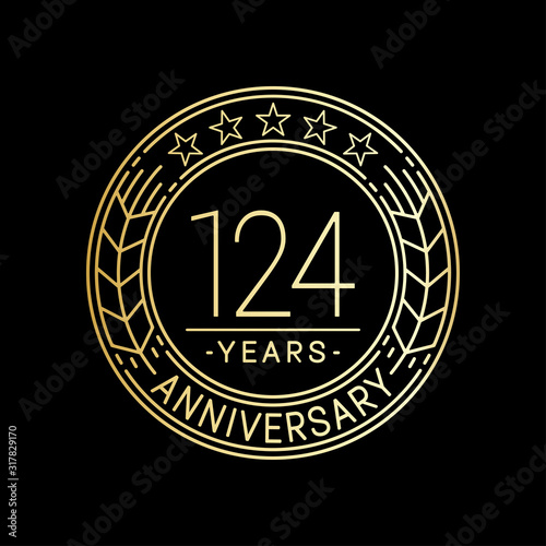 124 years anniversary logo template. 124th line art vector and illustration. photo