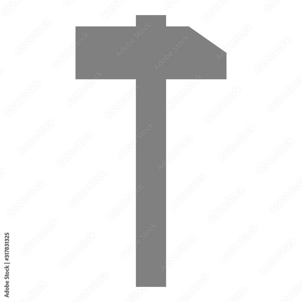 Hammer sign icon - gray silver metal simple, isolated - vector