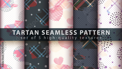 Set classic tartan seamless pattern.