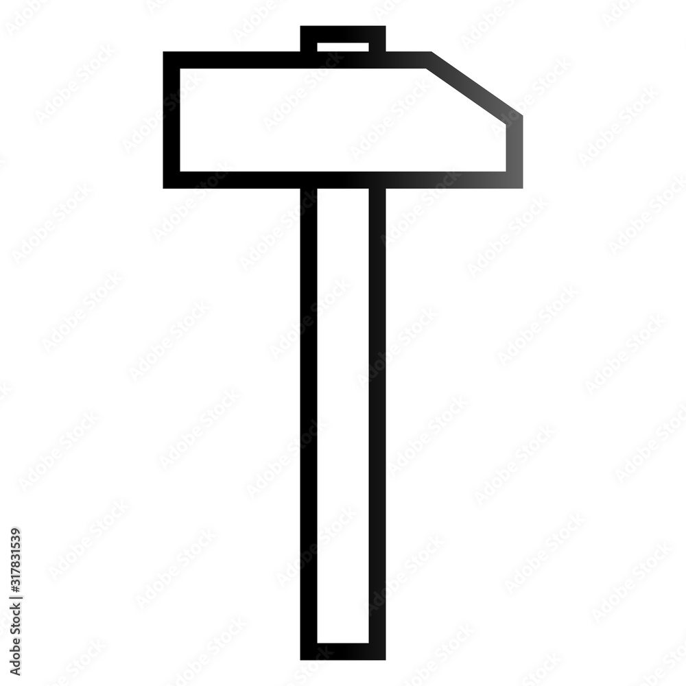 Hammer sign icon - black simple gradient outline, isolated - vector Hammer sign icon - black simple gradient outline, isolated - vector