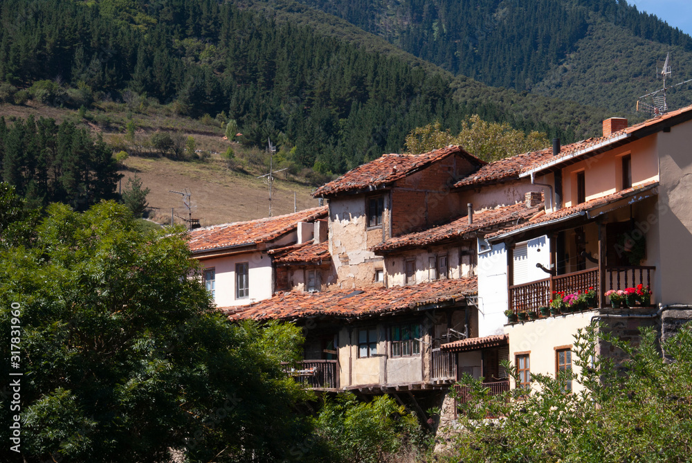 Image of a typical house of Cantabria, Spain. Image.