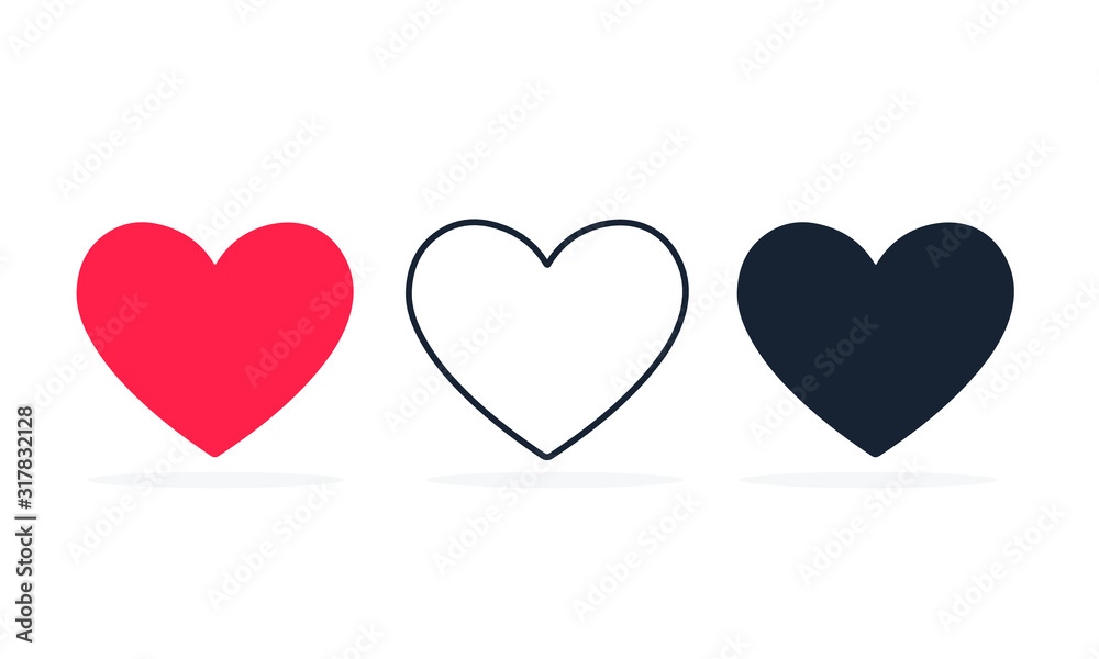 Collection of heart illustrations, Love symbol icon set, love symbol