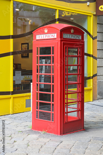 Red Telephone Box in Vienna Austria