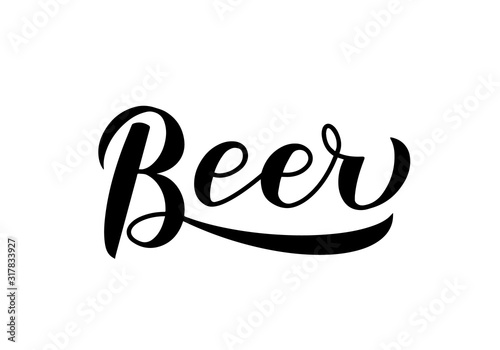 Beer calligraphy hand lettering isolated on white. Easy to edit vector template for brewery or pub logo design, typography poster, banner, flyer, bar menu, t-shirt, mug, etc.