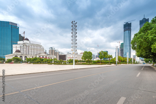 Photography The century avenue of street scene in shanghai Lujiazui,China.
