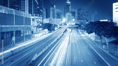 Photography traffic in Hong Kong at night