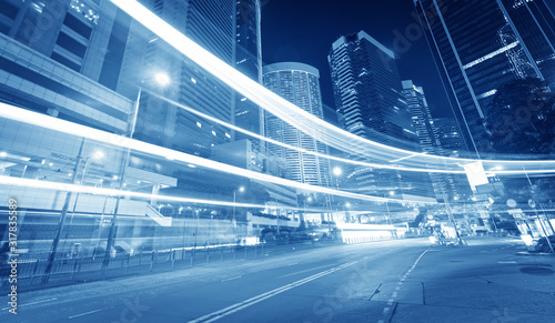 Photography traffic in Hong Kong at night