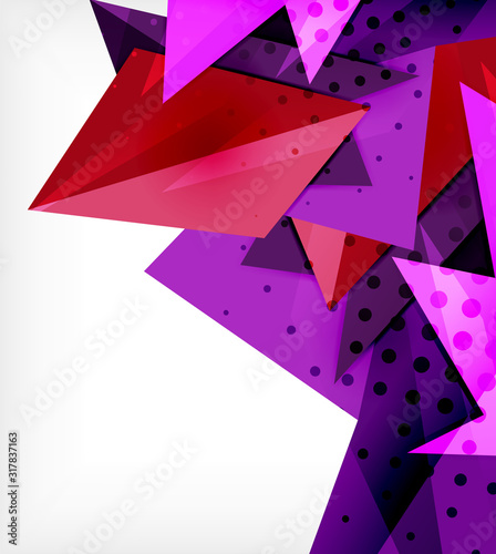 Modern origami card. Modern origami design element. Color geometric pattern. Abstract low-poly background. Presentation template.