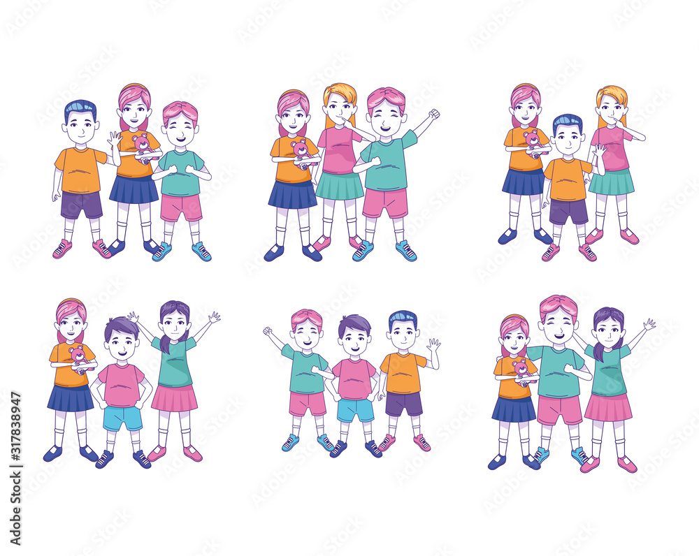 cartoon happy kids icon set, colorful design cartoon happy kids icon set, colorful design