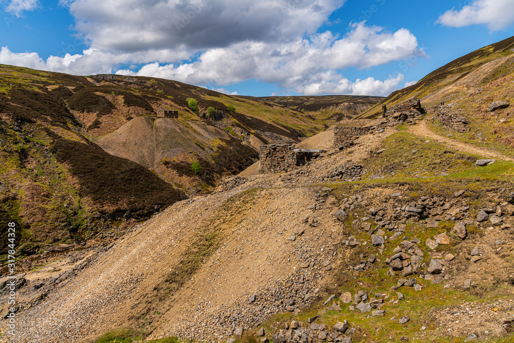 The remains of Bunton Mine near Gunnerside, North Yorkshire, England, UK