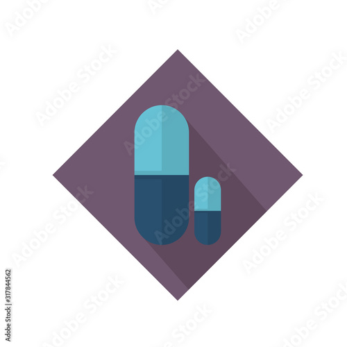 Medical icon. Medication pill flat icon design.