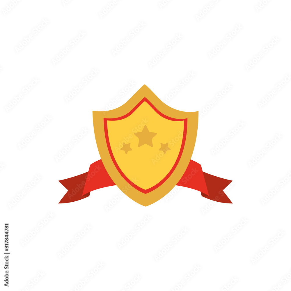Isolated gold shield with ribbon vector design Isolated gold shield with ribbon vector design