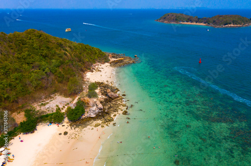 Paradise of Andaman sea aerial view photo sea water and beach of island southeast .
