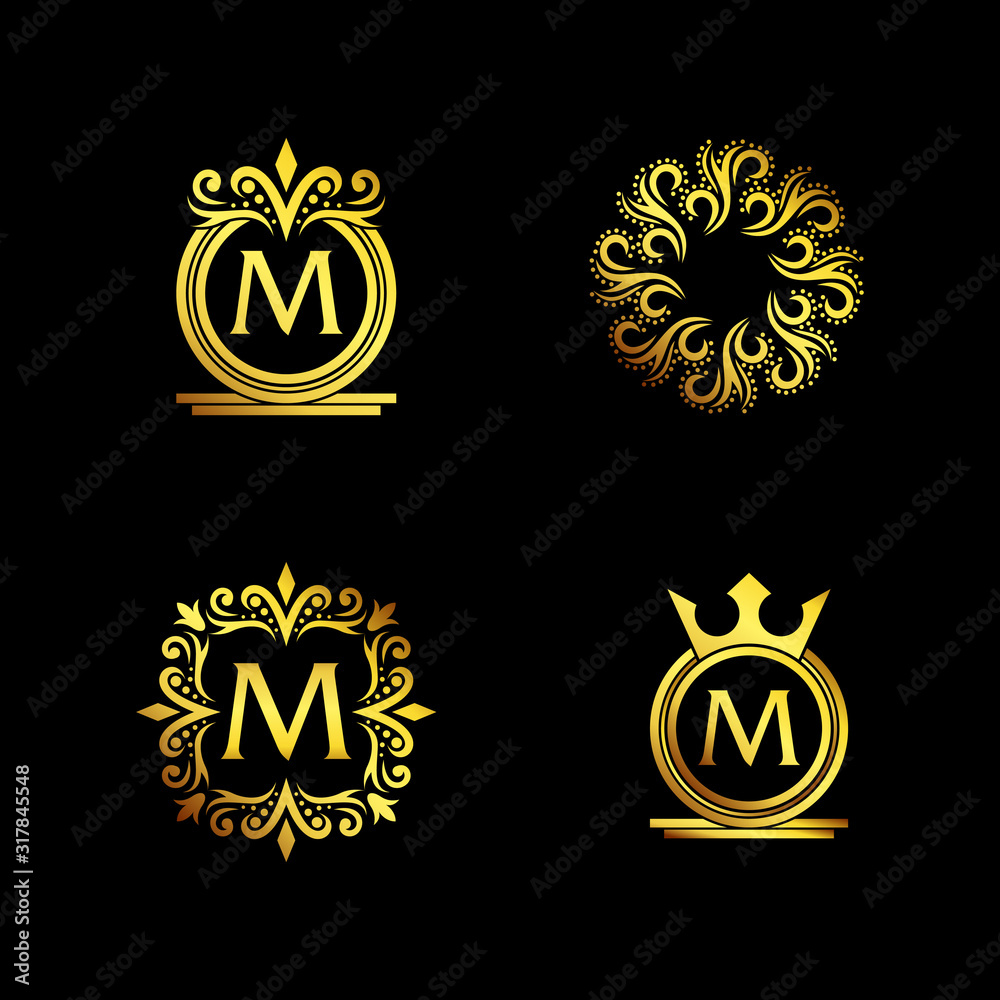 luxury decorative ornament logo design set luxury decorative ornament logo design set