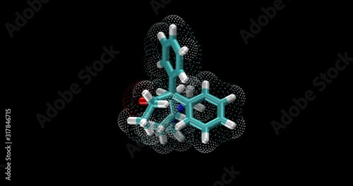  Methadone, opioid drug, 3d molecule spinning on Y axis photo