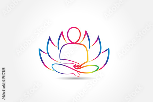 Logo yoga man lotus flower