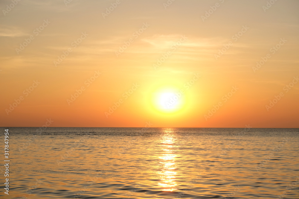 Wide angle video, ocean waves, evening time, sunset of the island. Nature concept And tourism