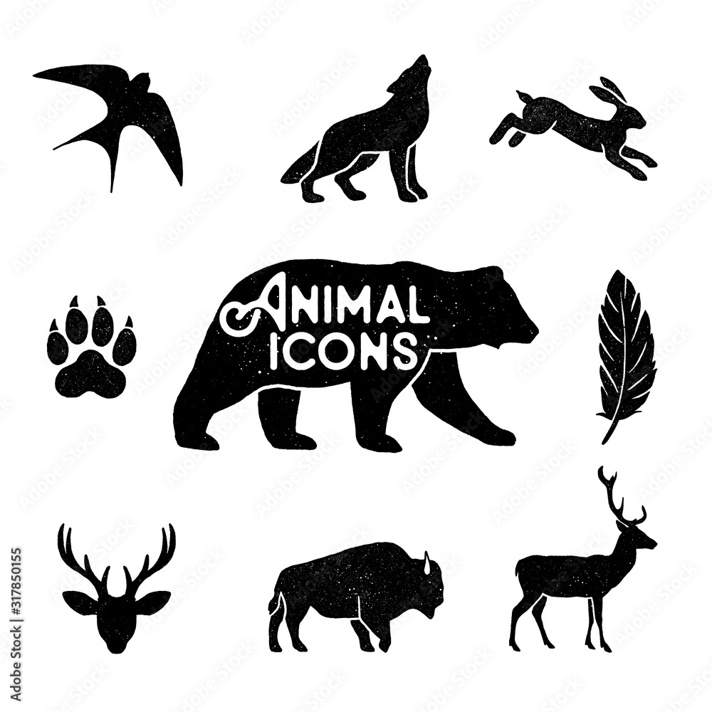 Obraz premium Vintage Animal Icons