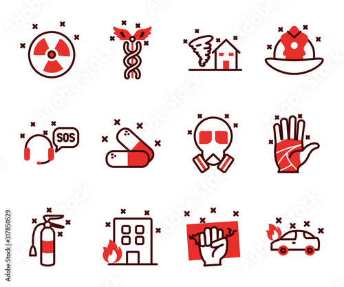 Emergency icon set vector design