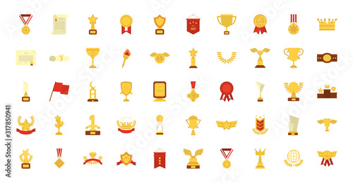 Isolated gold winner and first position icon set vector design