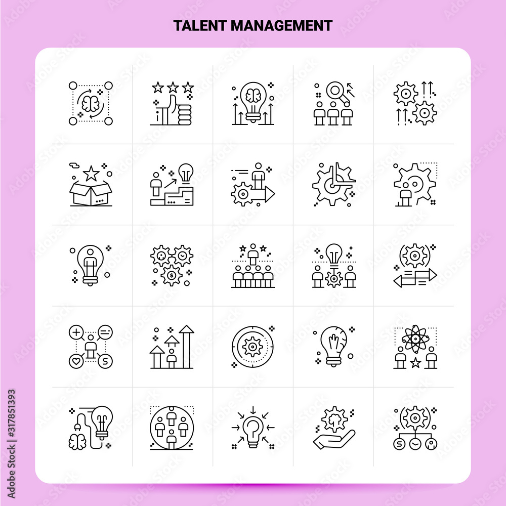 Fototapeta OutLine 25 Talent Management Icon set. Vector Line Style Design Black Icons Set. Linear pictogram pack. Web and Mobile Business ideas design Vector Illustration.