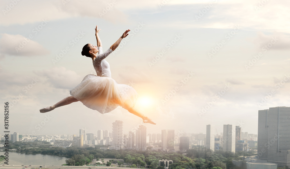 Elegant ballerina dancing. Mixed media Elegant ballerina dancing. Mixed media
