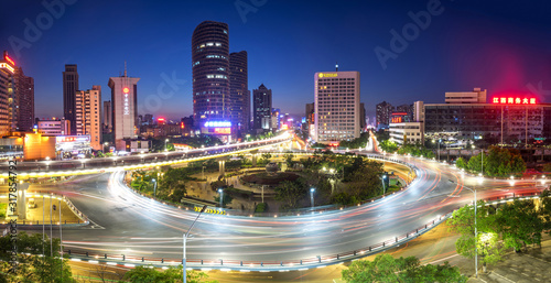 Photography shanghai interchange overpass and elevated road in nightfall