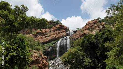 Crocodile river waterfall time lapse at the walter sisulu national botanical gardens in roodepoort, South Africa. Calm peaceful meditation scene and very relaxing photo