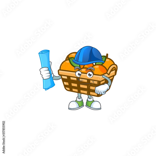 Elegant Architect basket oranges having blue prints and blue helmet