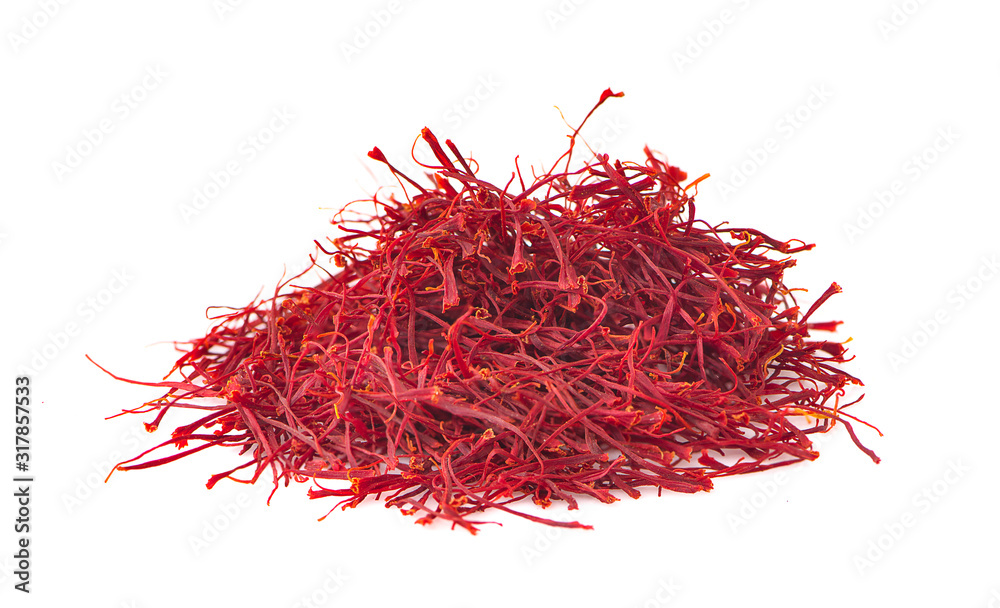 Fototapeta premium Dried saffron spice an isolated on white background