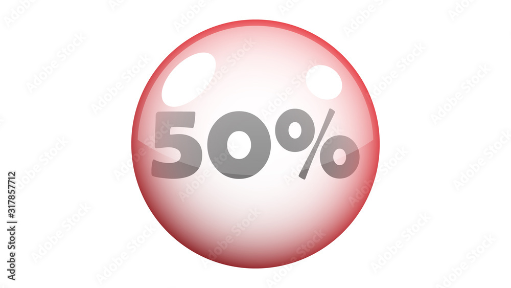 50% vector in red bubble. Sale banner isolated on white background vector design 50% vector in red bubble. Sale banner isolated on white background vector design