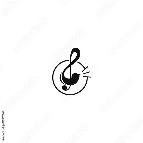 Karaoke Vocal Singer / Choir with Musical Notes - Singing logo design with Silhouette birds and black color