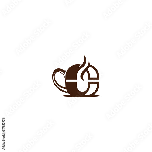Modern and simple letter C for logo design  coffee cafe with brown color