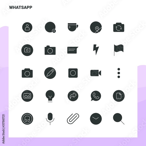 25 WhatsApp Icon set. Solid Glyph Icon Vector Illustration Template For Web and Mobile. Ideas for business company.