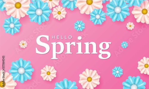hello spring greeting card vector illustration