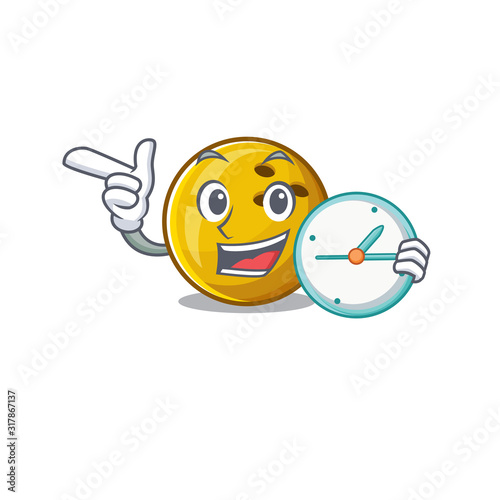 cartoon character style bowling ball having clock