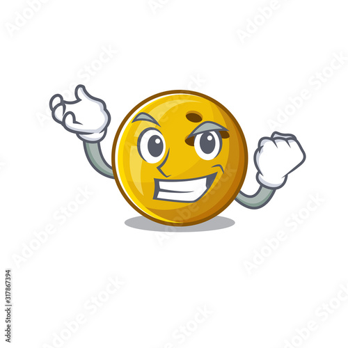Happy confident Successful bowling ball cartoon character style