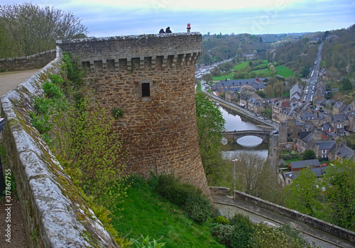 Scenic view from fortress on city of Dinan, France