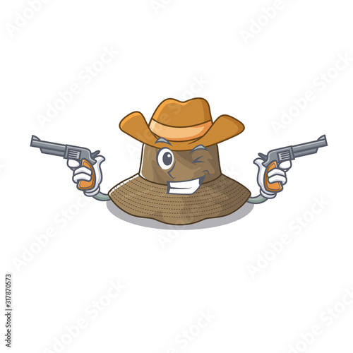 Bucket hat dressed as a Cowboy having guns