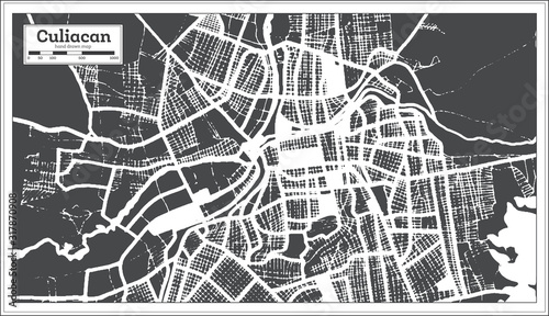 Culiacan Mexico City Map in Retro Style. Outline Map. photo