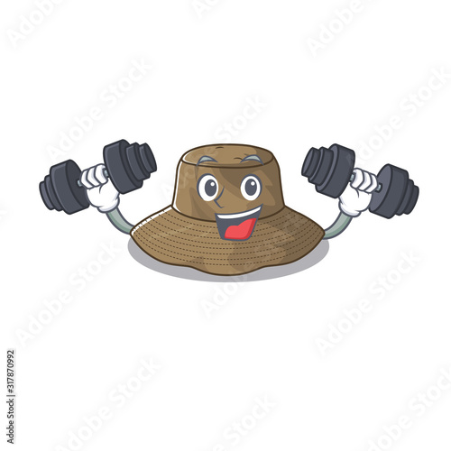 Sporty Fitness exercise bucket hat using barbells